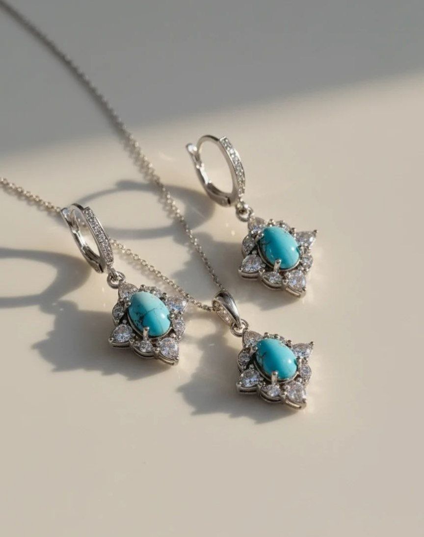 نیم ست فیروزه نقره