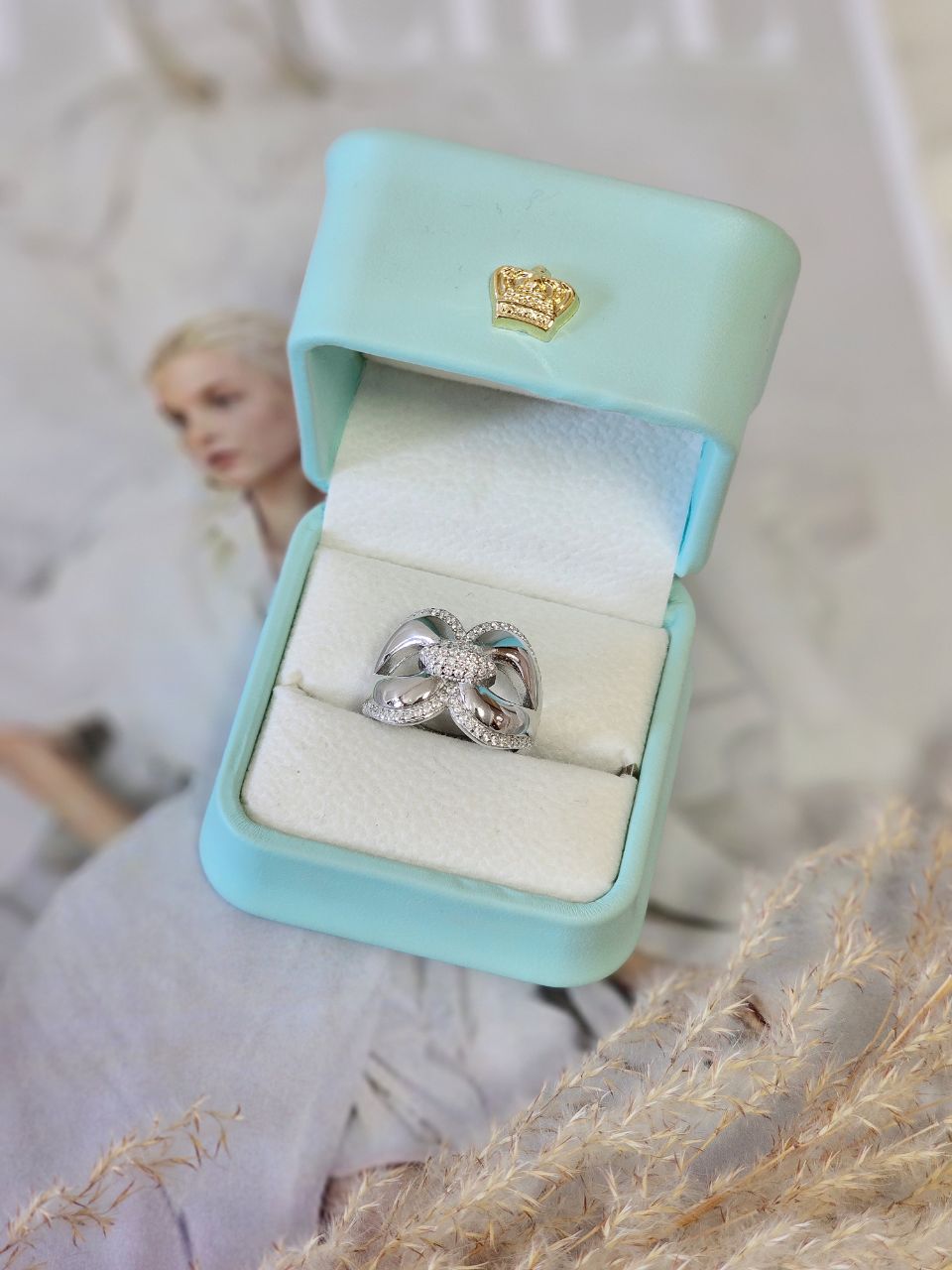 انگشتر نقره زنانه طرح پاپیون