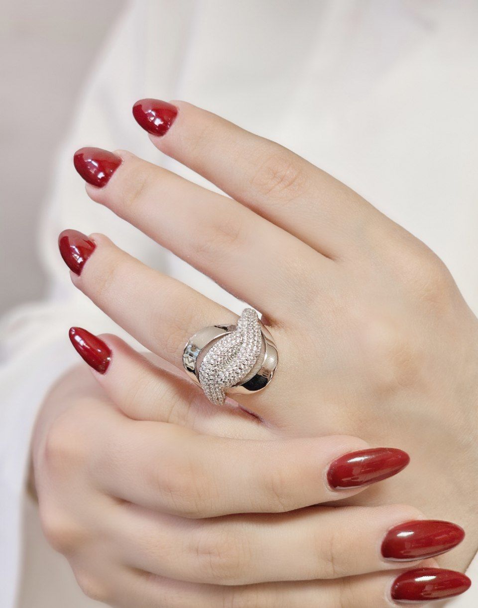 انگشتر نقره زنانه ترکیبی از تراش و جواهری