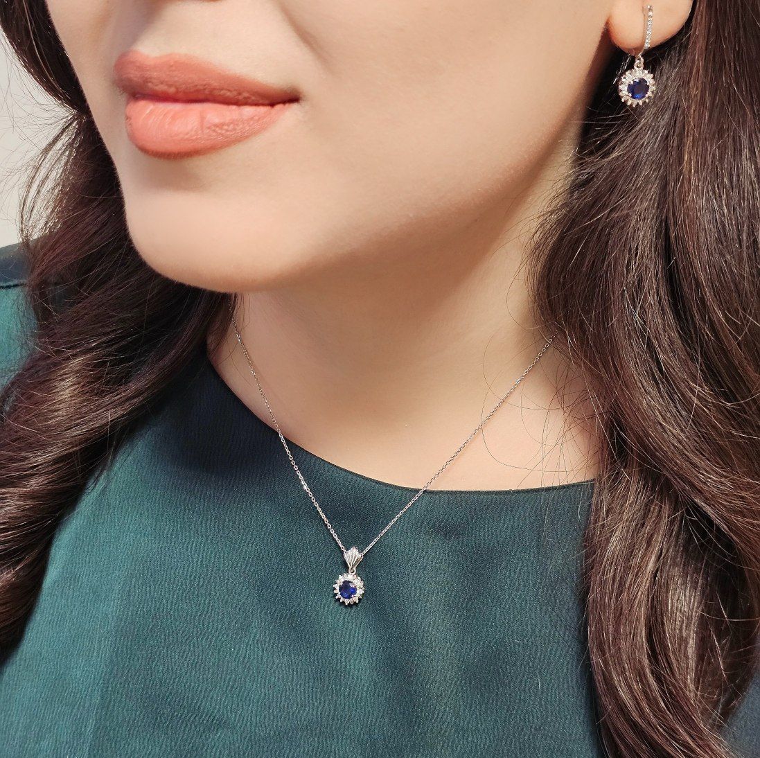 نیم ست نقره زنانه سنگ دار